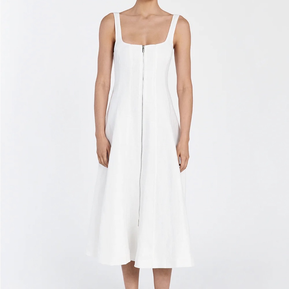 DISSH White Zip-Front Midi Dress